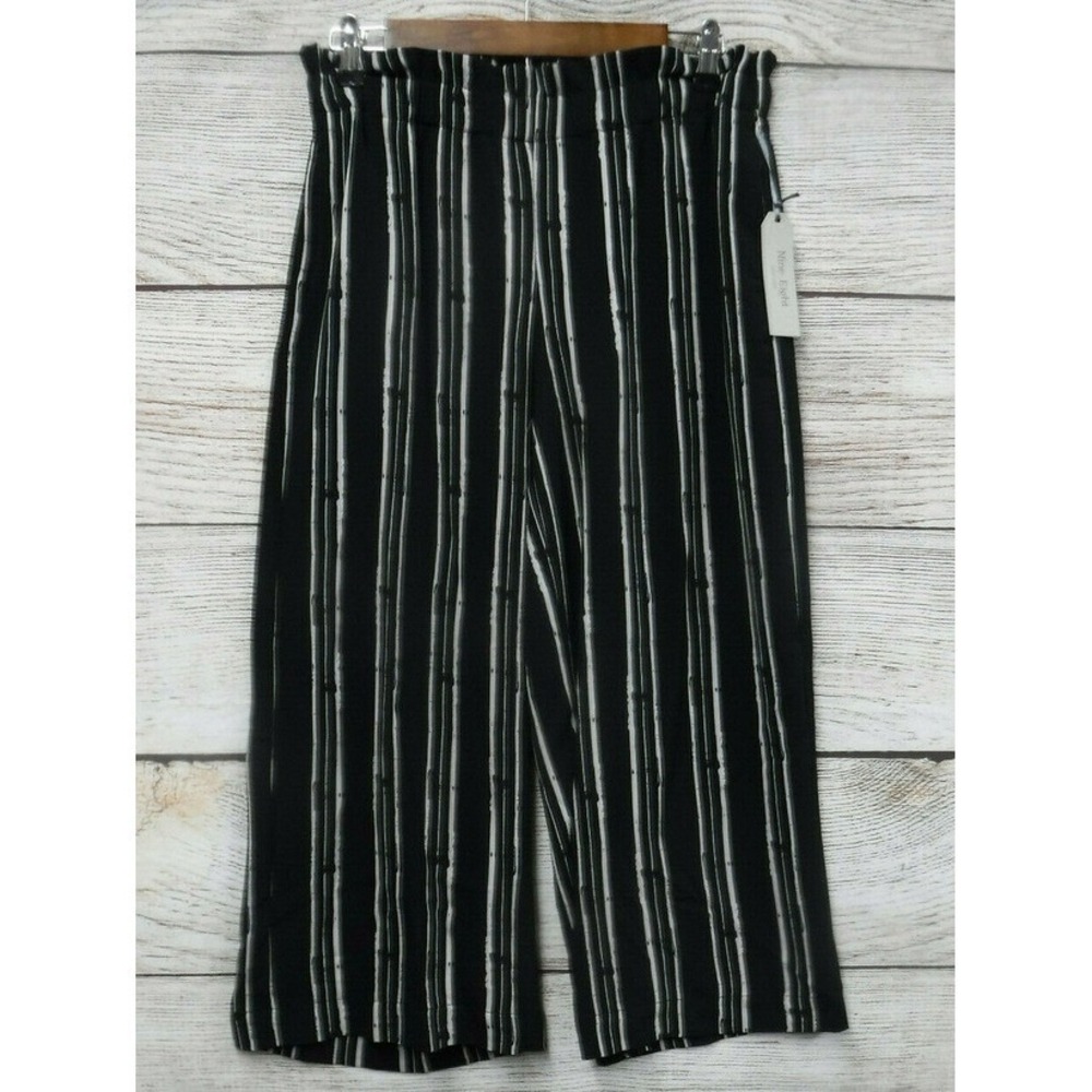 Nine Eight Pants Womens Size 4 Black & White Striped Culottes Capri Pants New